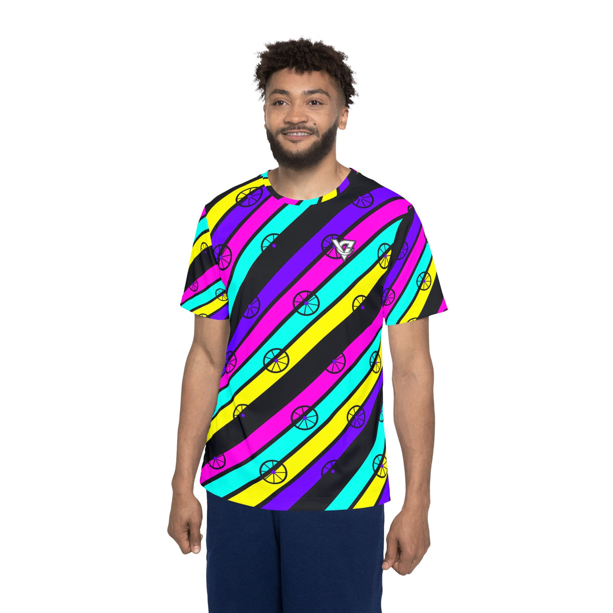 Cycling Midnight Neon Stripe Surge Men's Sports Jersey