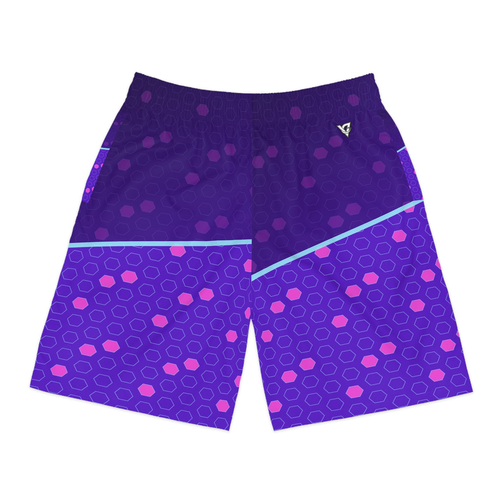 Soccer Ultra Violet Hex Pitch Men's Athletic Shorts with Pockets