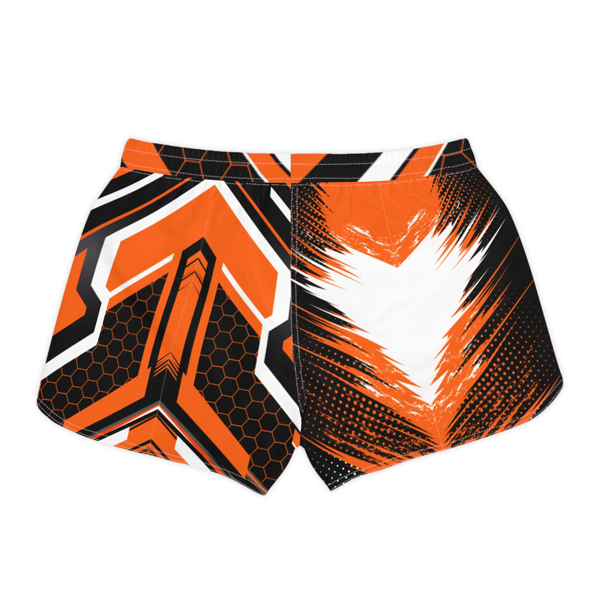 Women's Multipurpose Athletic Shorts with Pockets | Bold Orange Geometric
