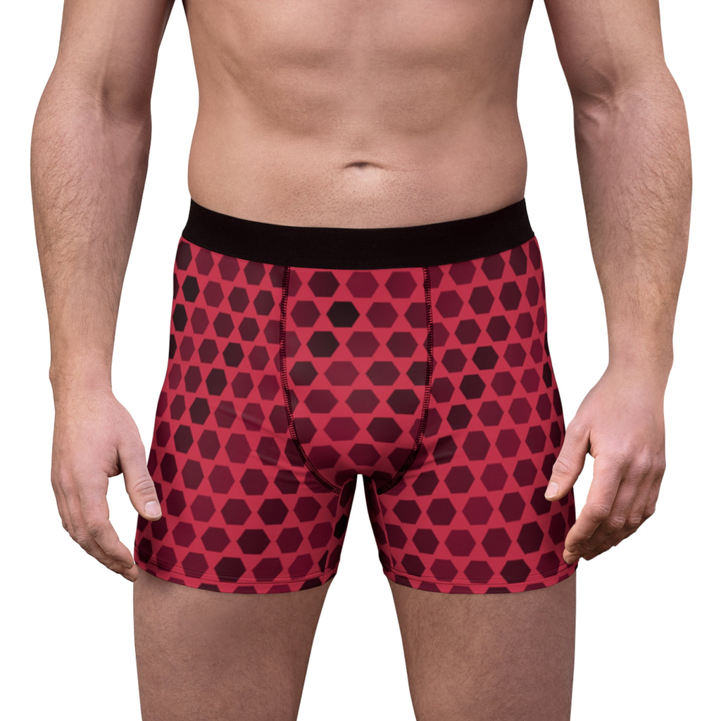 Cranberry Hex Grid Men's Boxer Briefs — Performance Underwear