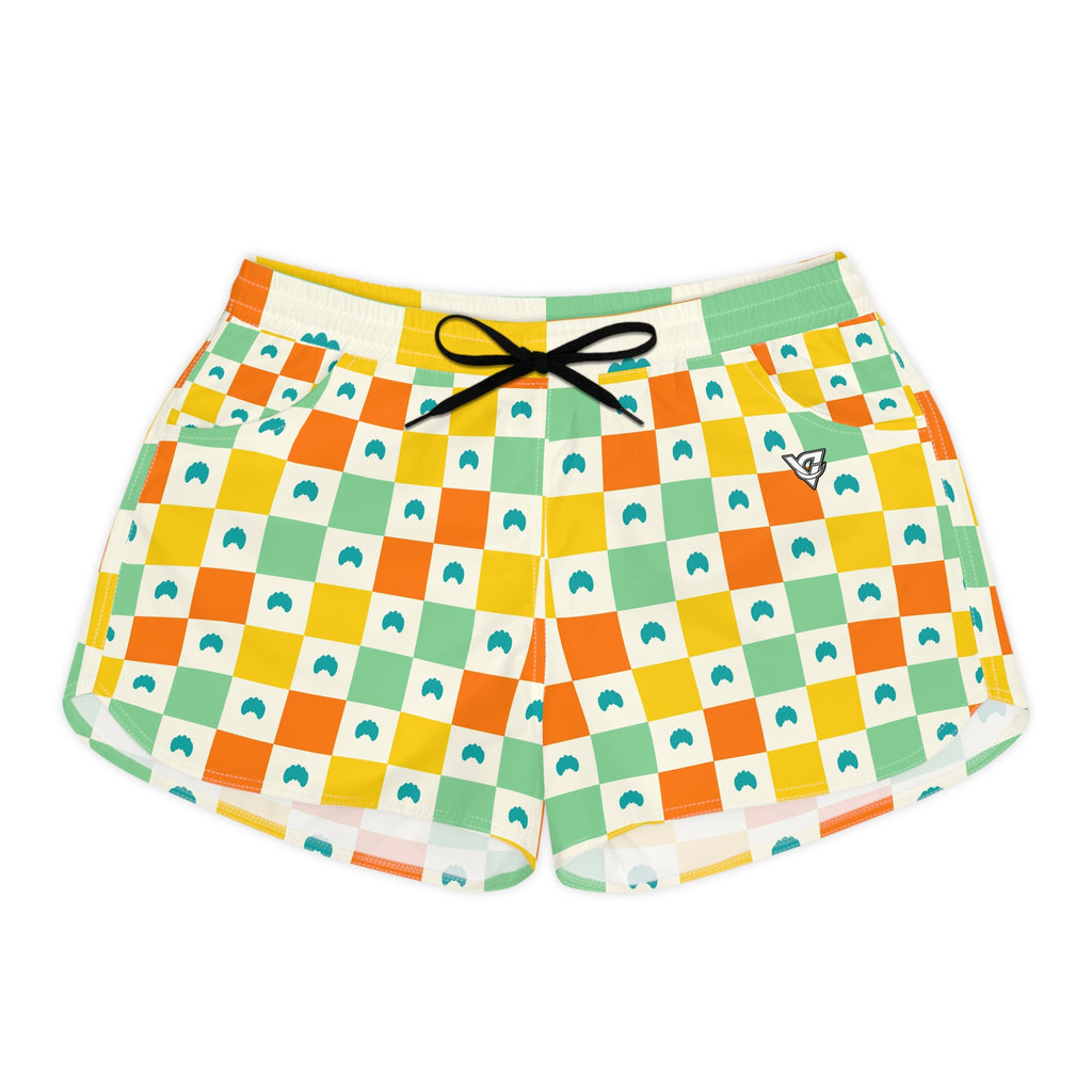 Yoga Citrus Pop Checker Drive Women's Athletic Shorts with Pockets