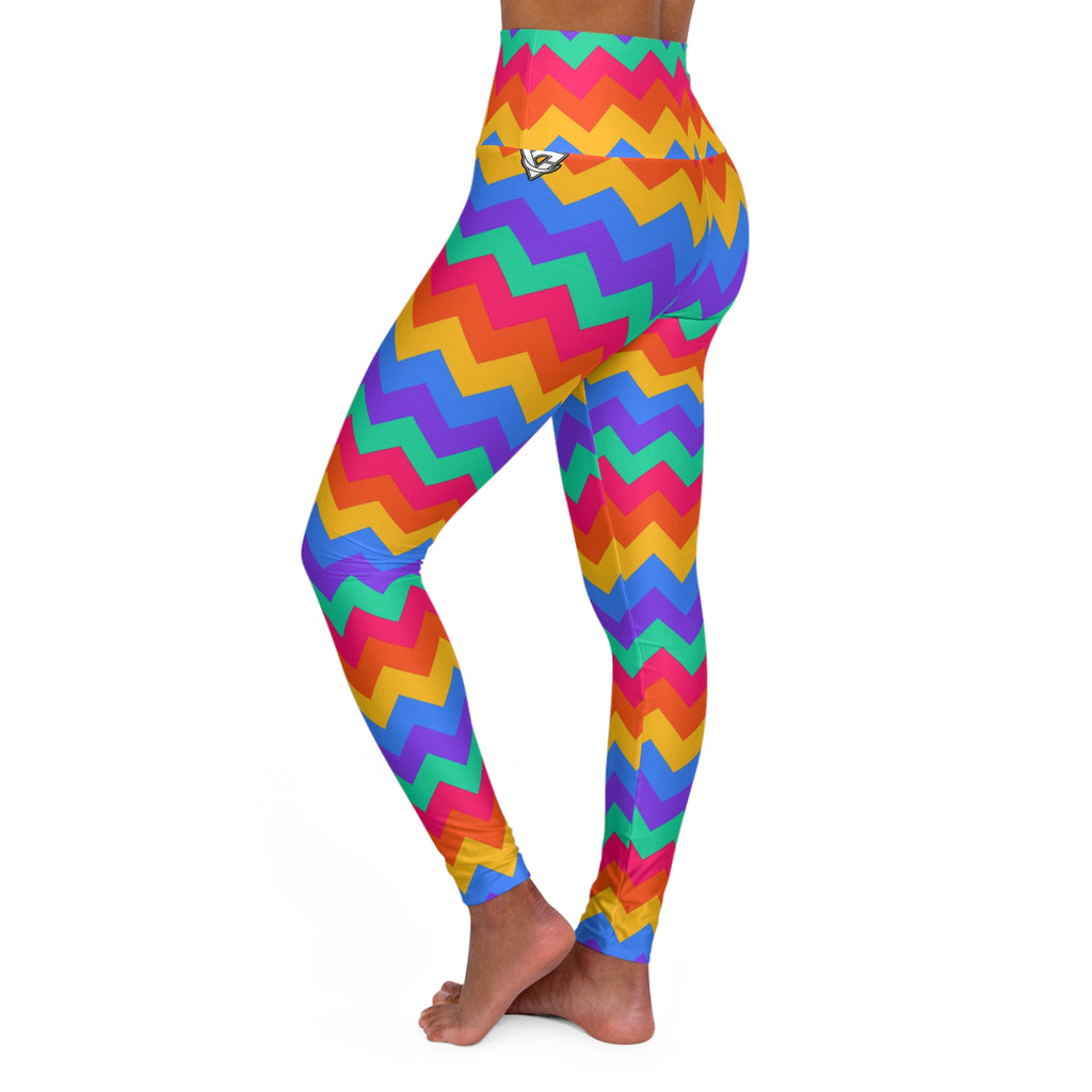Neon Zigzag High-Waisted Yoga Leggings