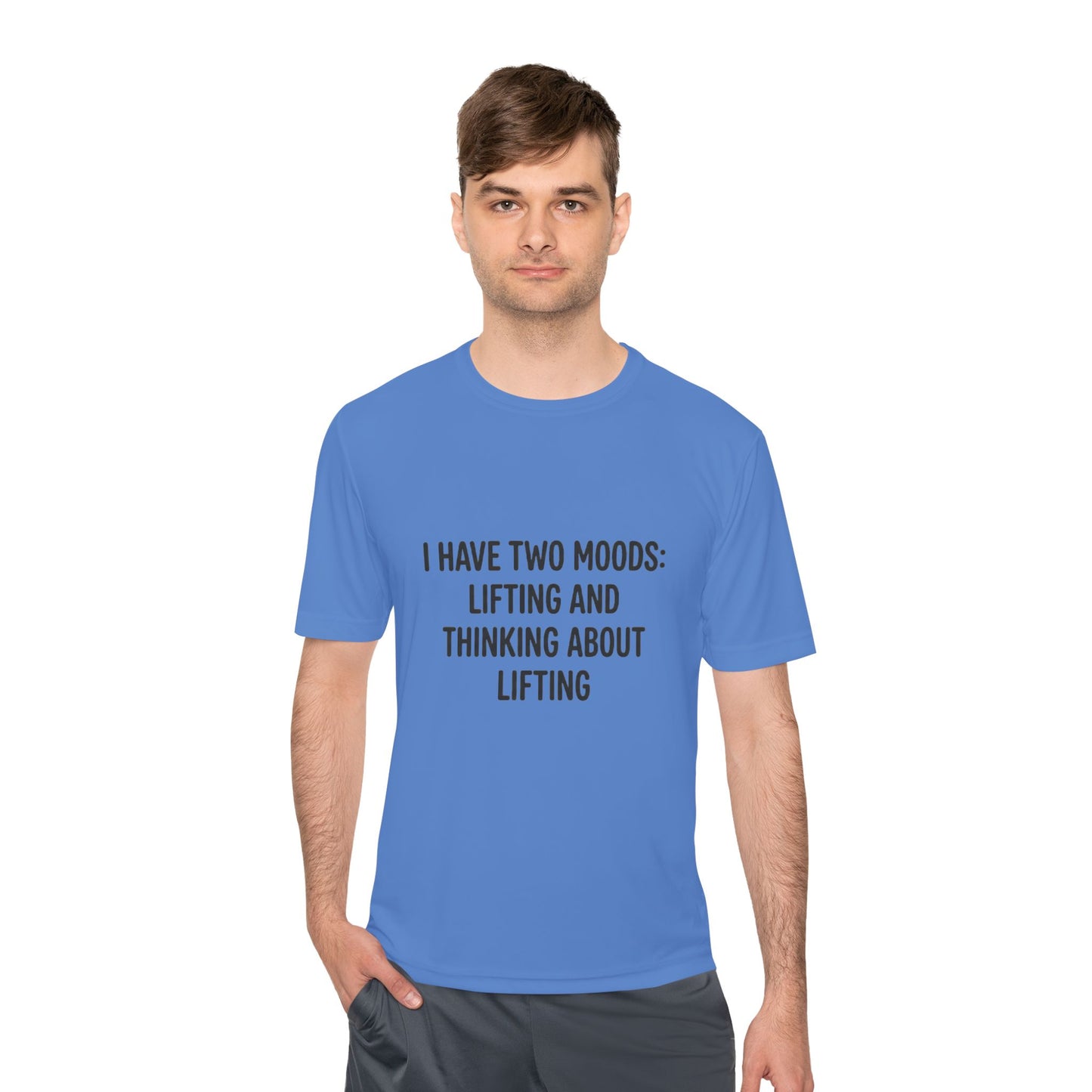 Lifting & Thinking About Lifting Tee — Workout Humor Moisture‑Wicking Shirt