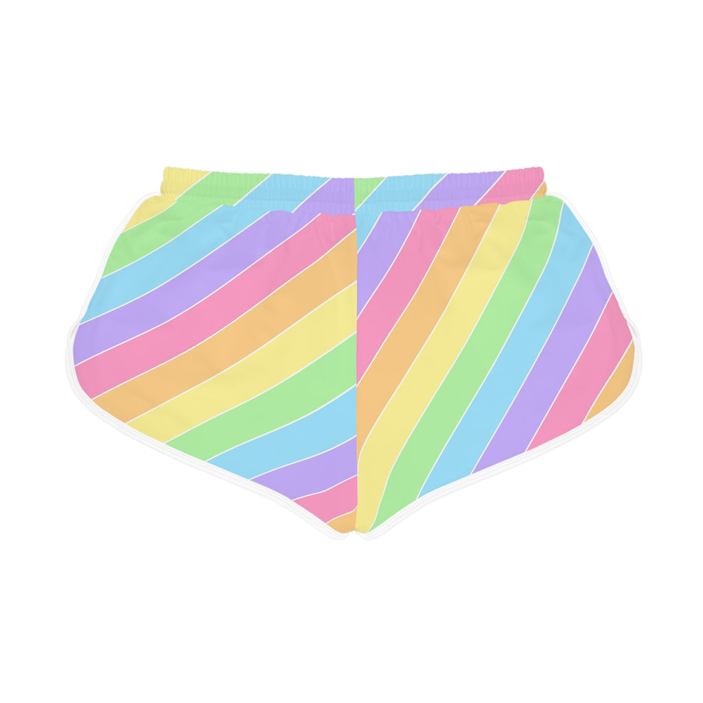 Women's Candy Stripe Relaxed Shorts – Colorful All-Over Print Running & Workout Shorts