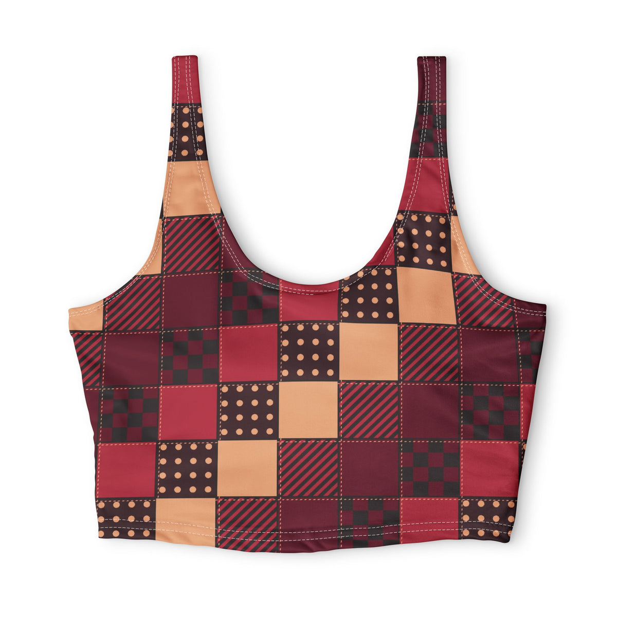 Cranberry Patchwork Sports Bra