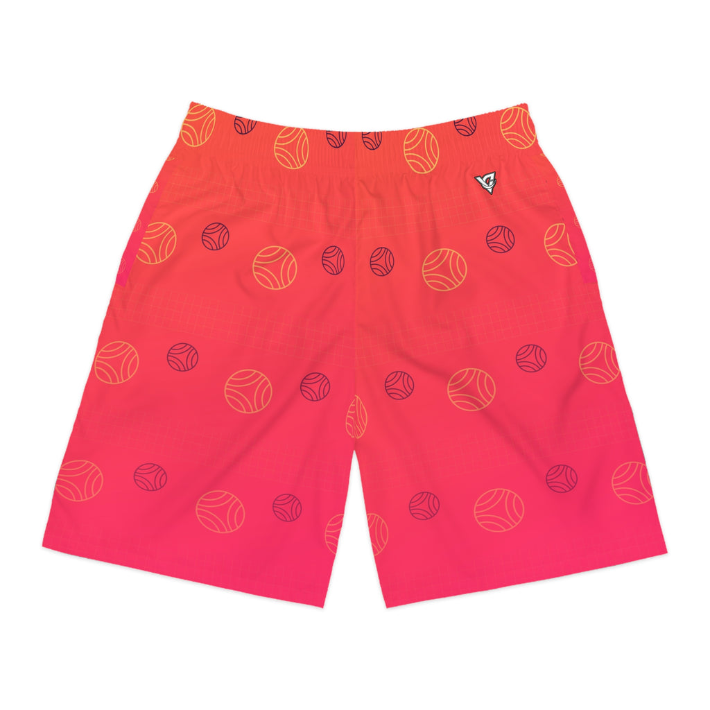 Volleyball Sunset Fade Spike Panel Men's Athletic Shorts with Pockets