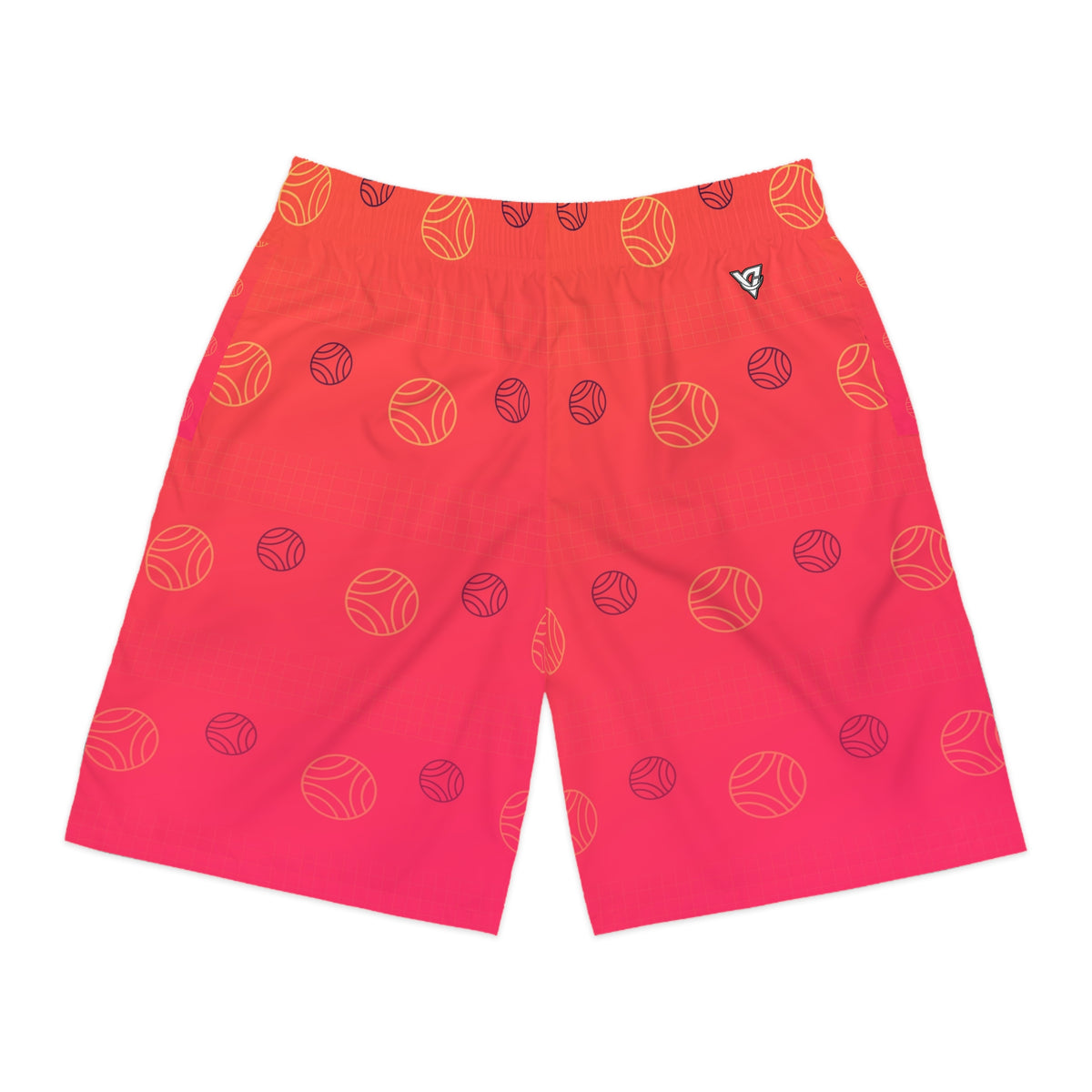 Volleyball Sunset Fade Spike Panel Men's Athletic Shorts with Pockets
