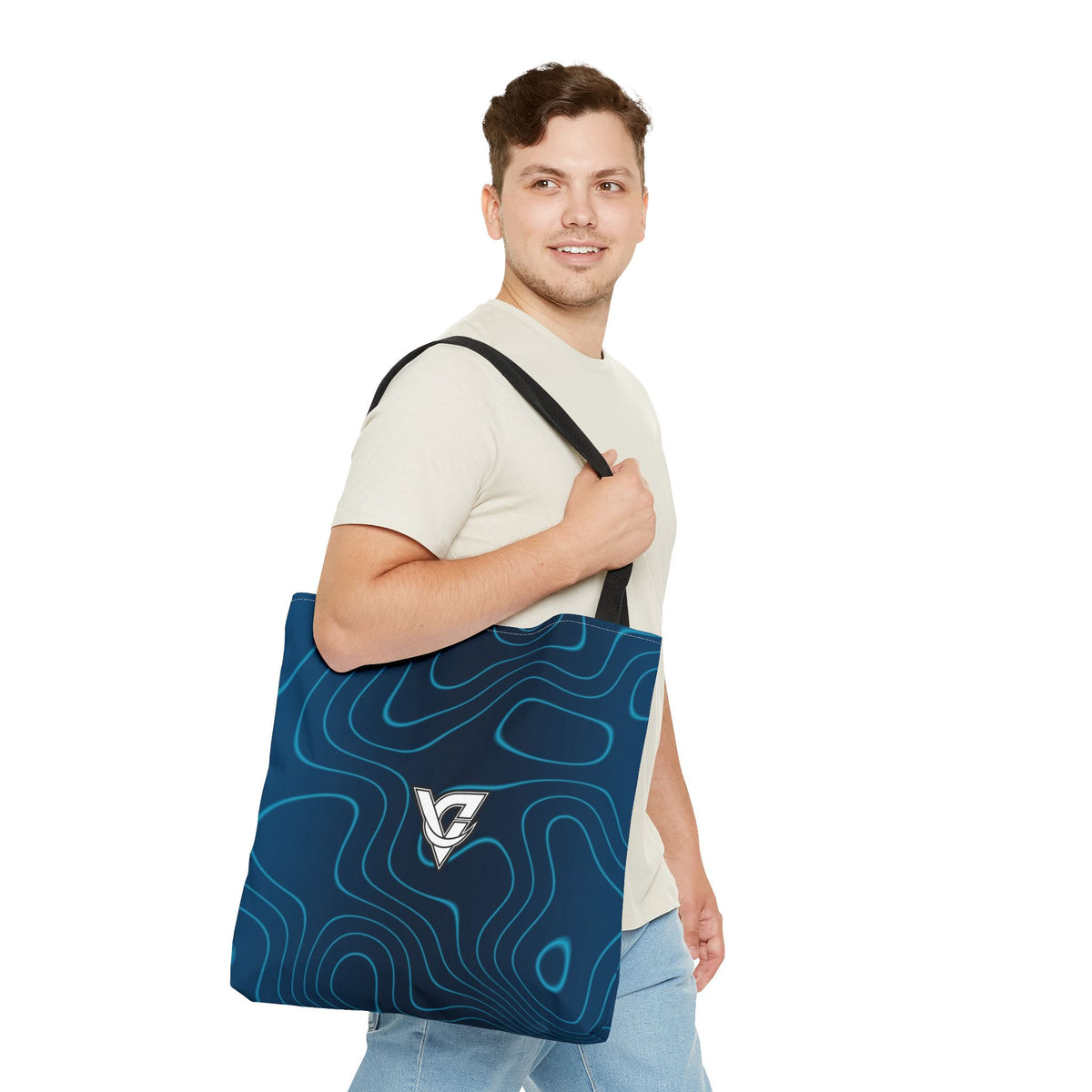 Ocean Topo Tote Bag — All-Over Print Gym & Everyday Tote