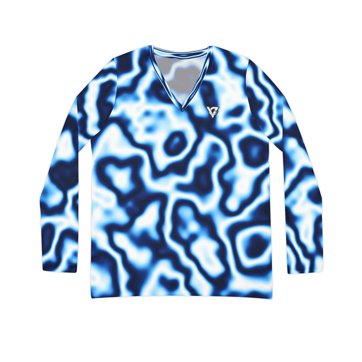 Ocean Marble Women's Long Sleeve V-Neck Athletic Top