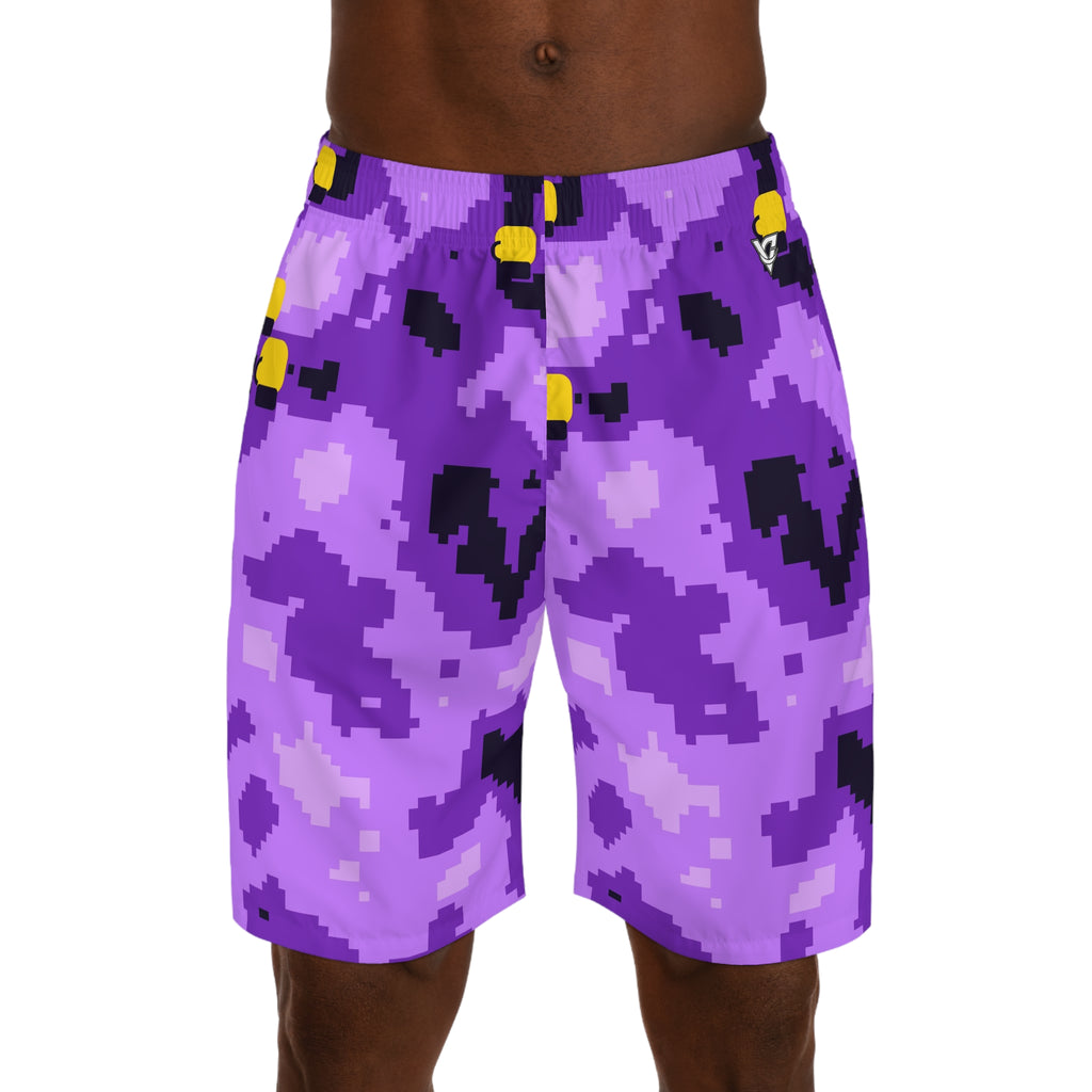 Combat Sports Ultra Grape Pixel Camo Men's Athletic Shorts with Pockets