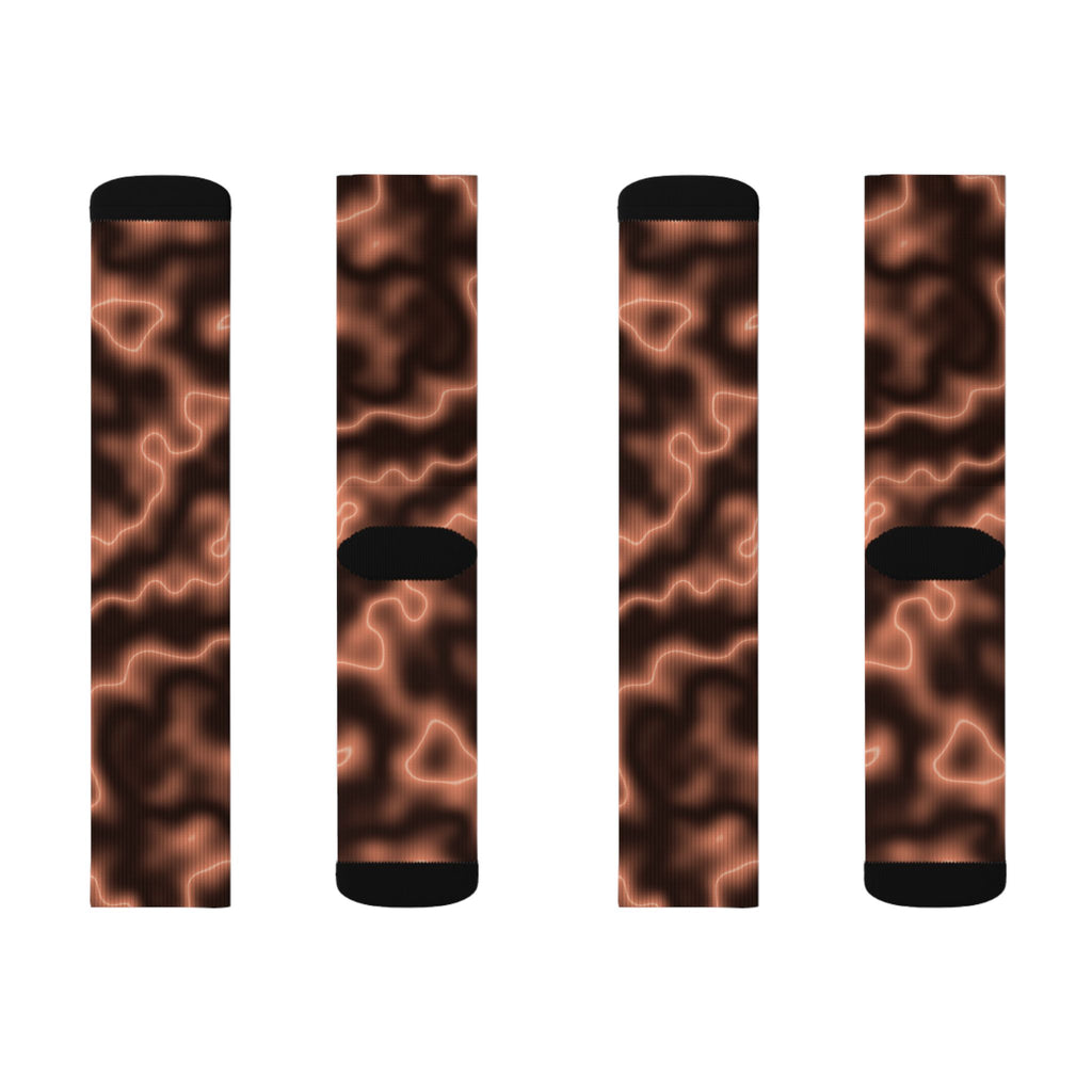 Peach Marble Athletic Crew Socks
