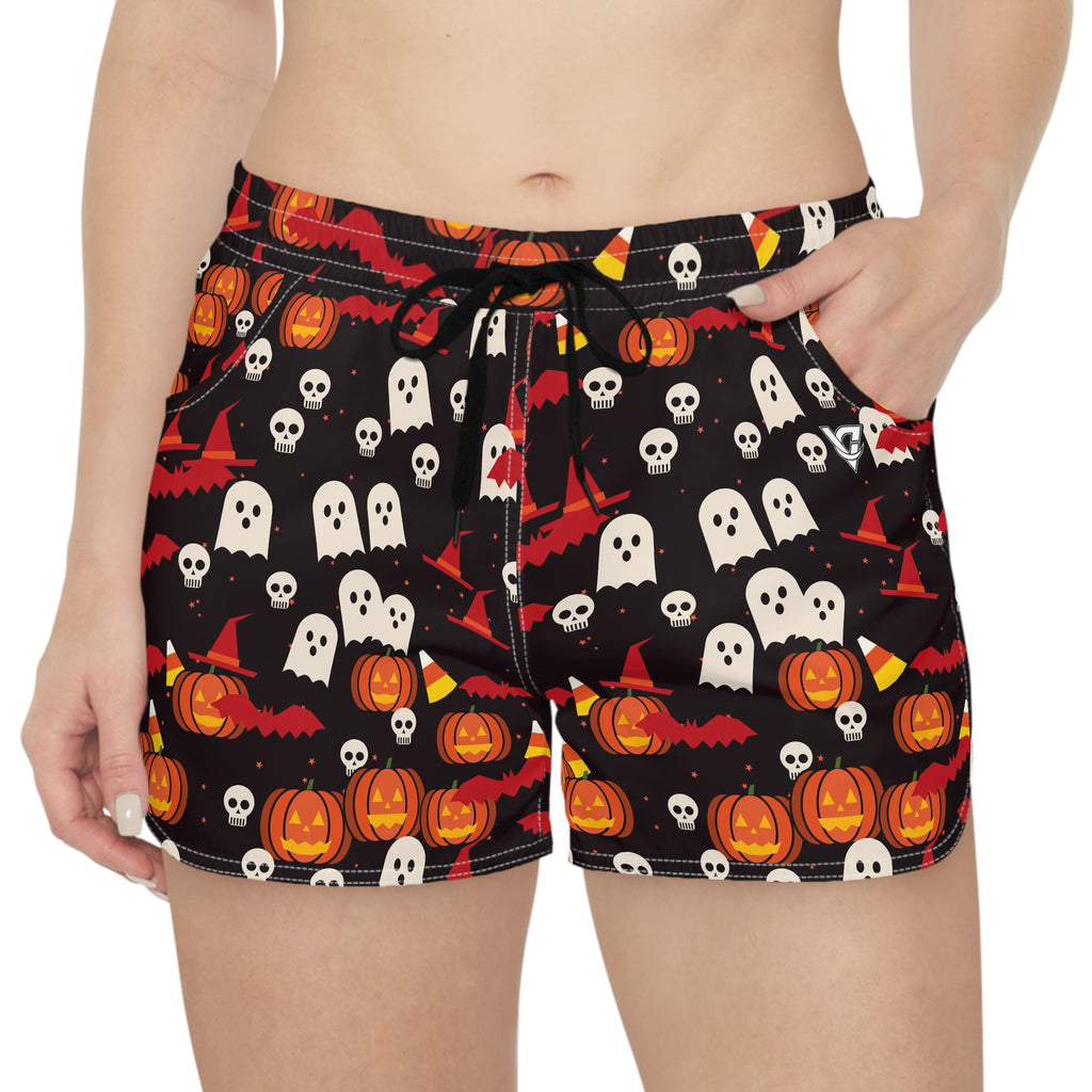 Women's Multipurpose Athletic Shorts with Pockets | Halloween Blood Moon Spooky Mix