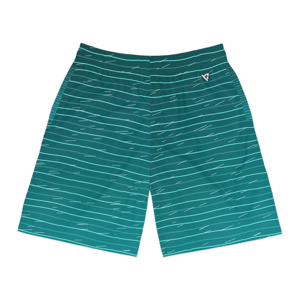 Running Teal Wave Pace Lanes Men's Athletic Shorts with Pockets