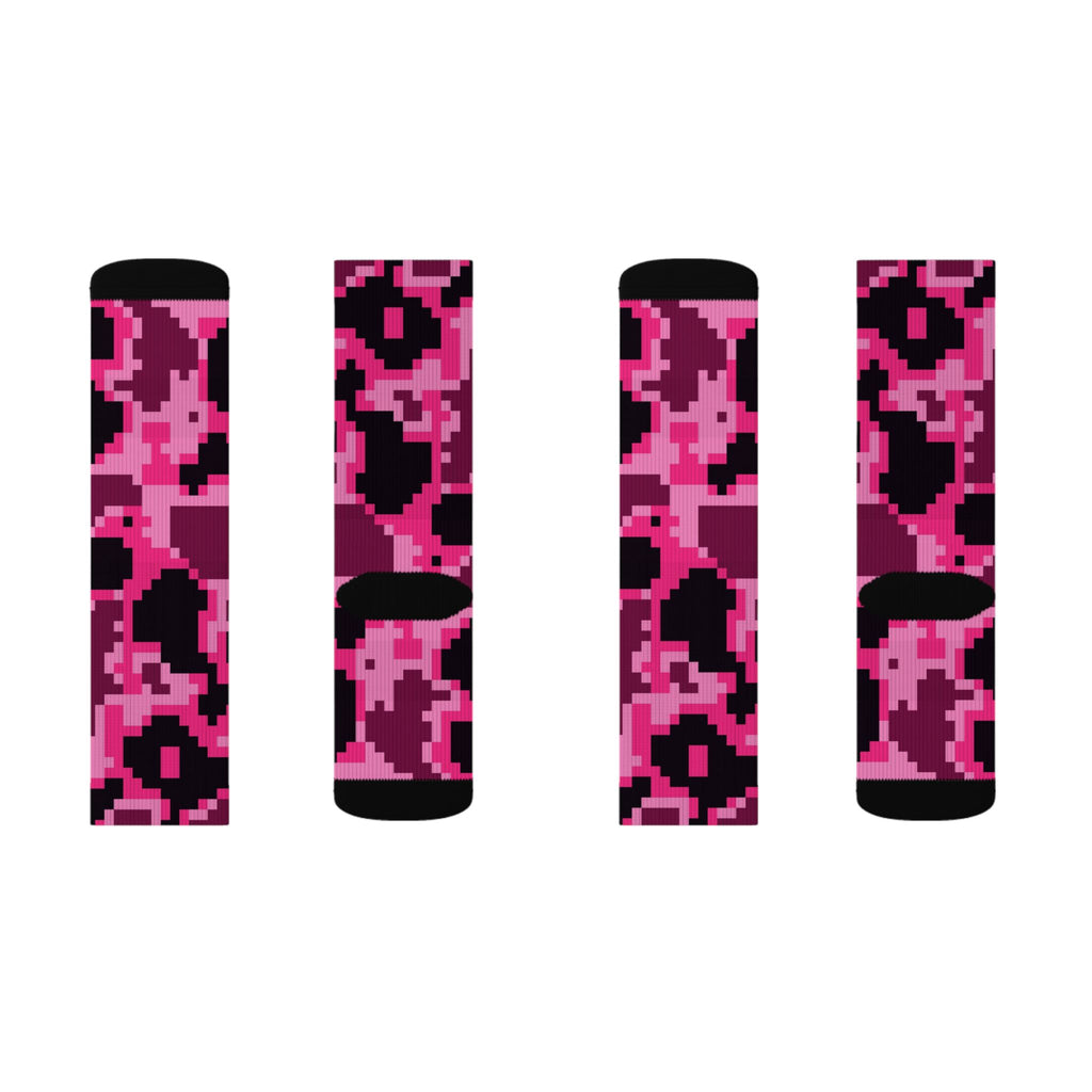 Hot Pink Digital Camo Athletic Crew Socks
