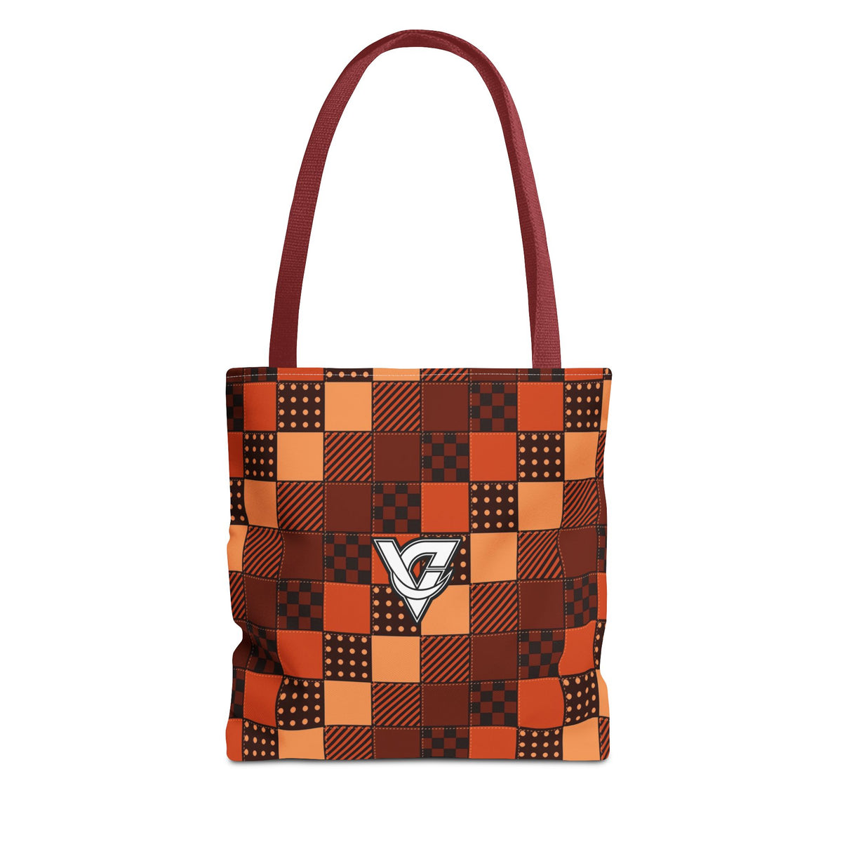 Rust Patchwork Tote Bag — All-Over Print Gym & Everyday Tote