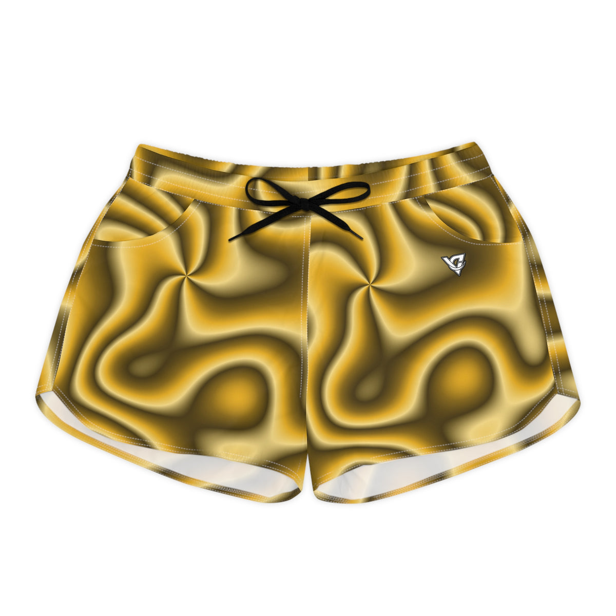 Women's Multipurpose Athletic Shorts with Pockets | Mustard Tie-Dye