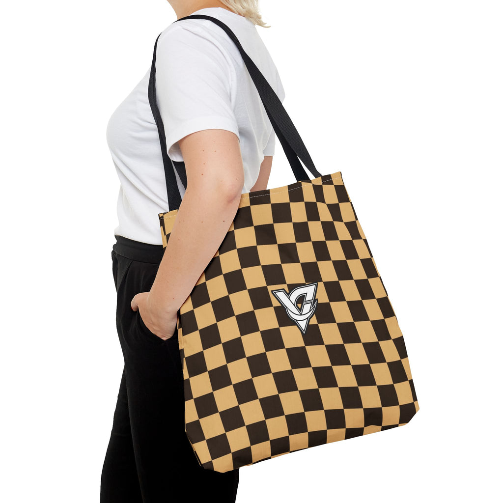 Desert Warp Check Tote Bag — All-Over Print Gym & Everyday Tote