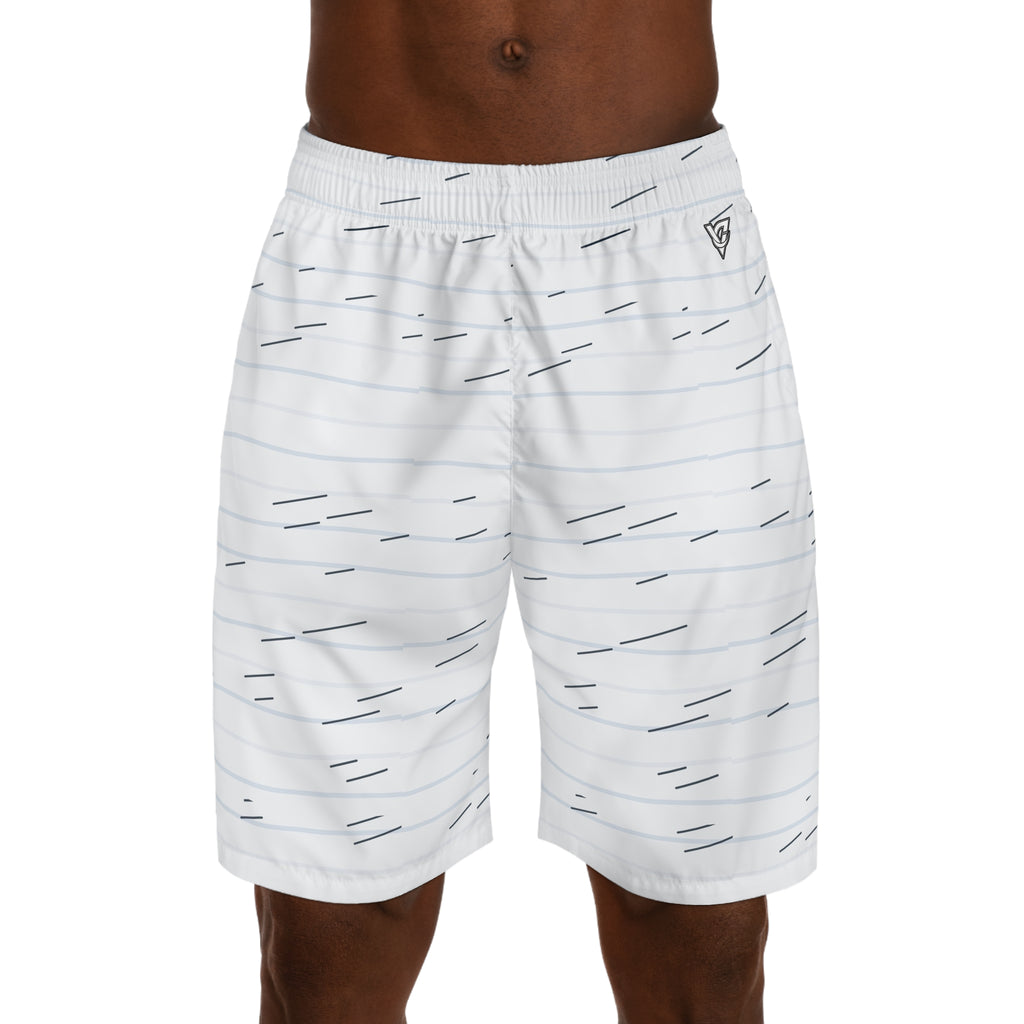 Running Arctic White Pace Lanes Men's Athletic Shorts with Pockets