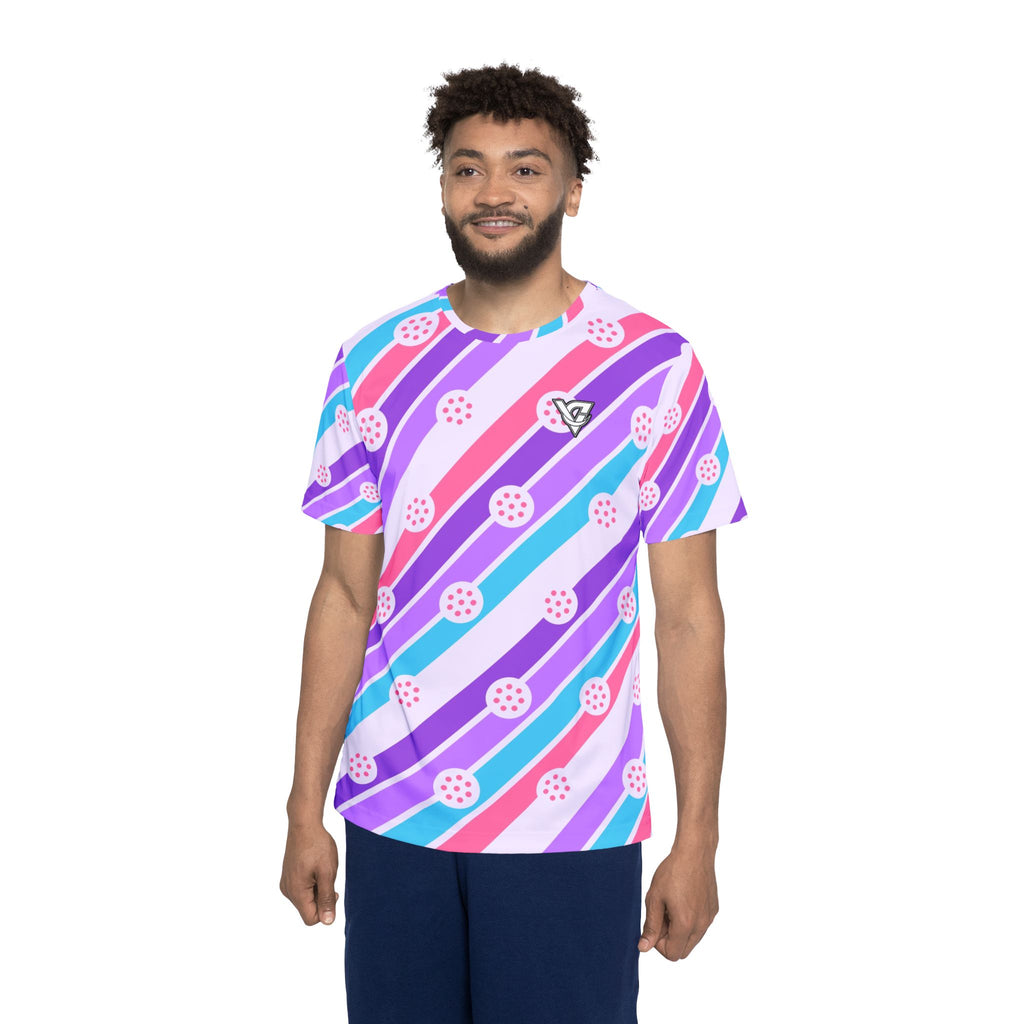 Pickleball Lilac Wave Stripe Surge Men's Sports Jersey