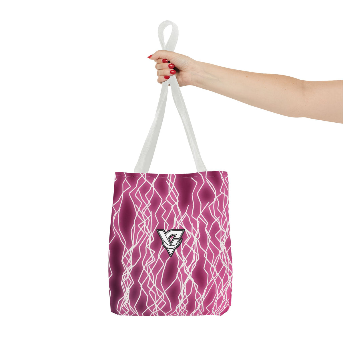Hot Pink Lightning Tote Bag — All-Over Print Gym & Everyday Tote
