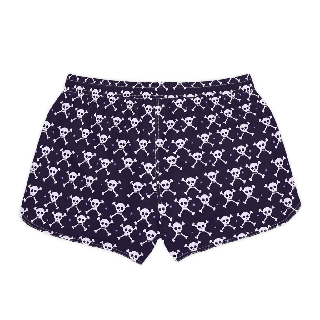 Women's Multipurpose Athletic Shorts with Pockets | Halloween Witching Purple Skull & Crossbones