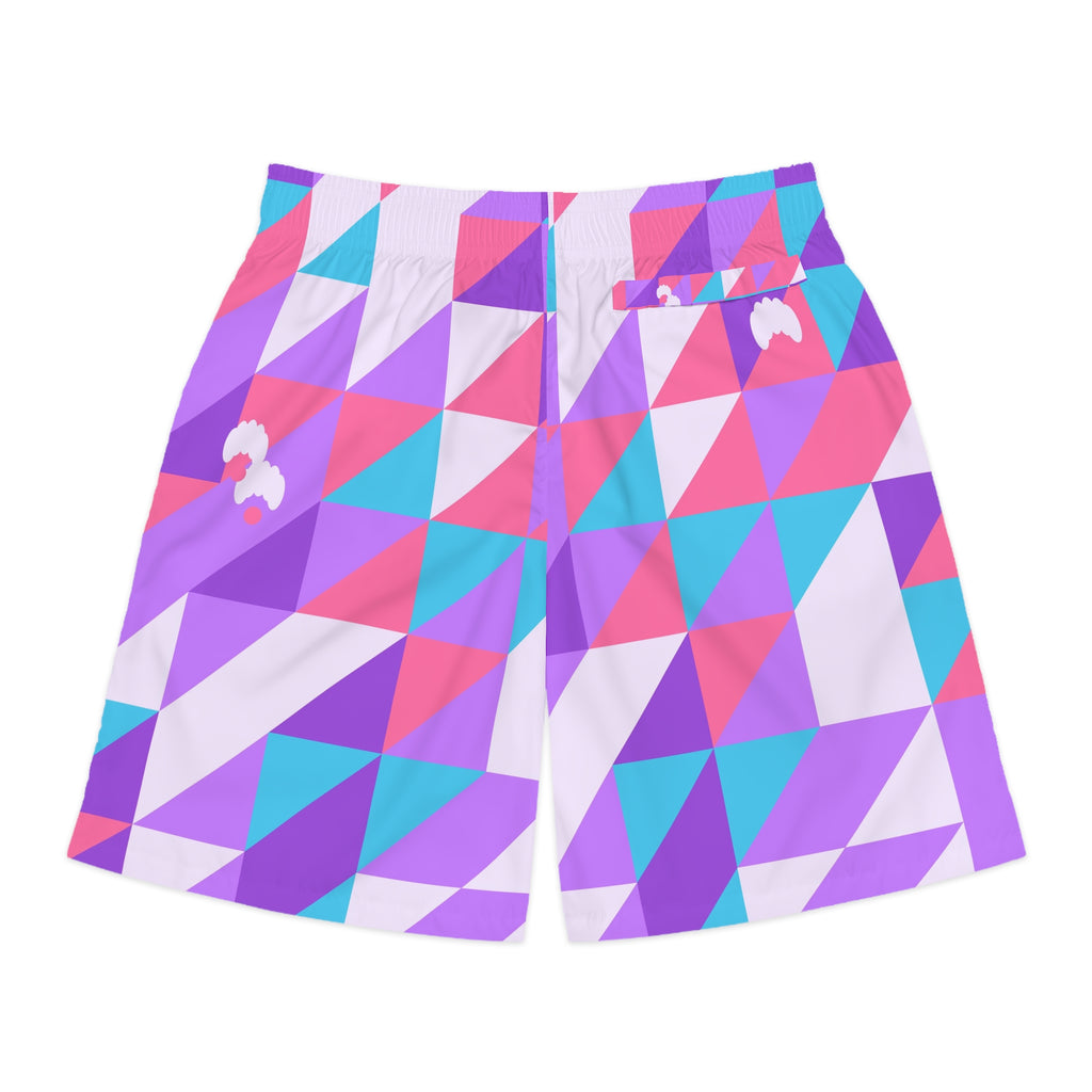 Yoga Lilac Wave Prism Block Men's Athletic Shorts with Pockets