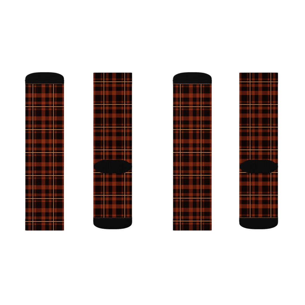 Rust Flannel Athletic Crew Socks