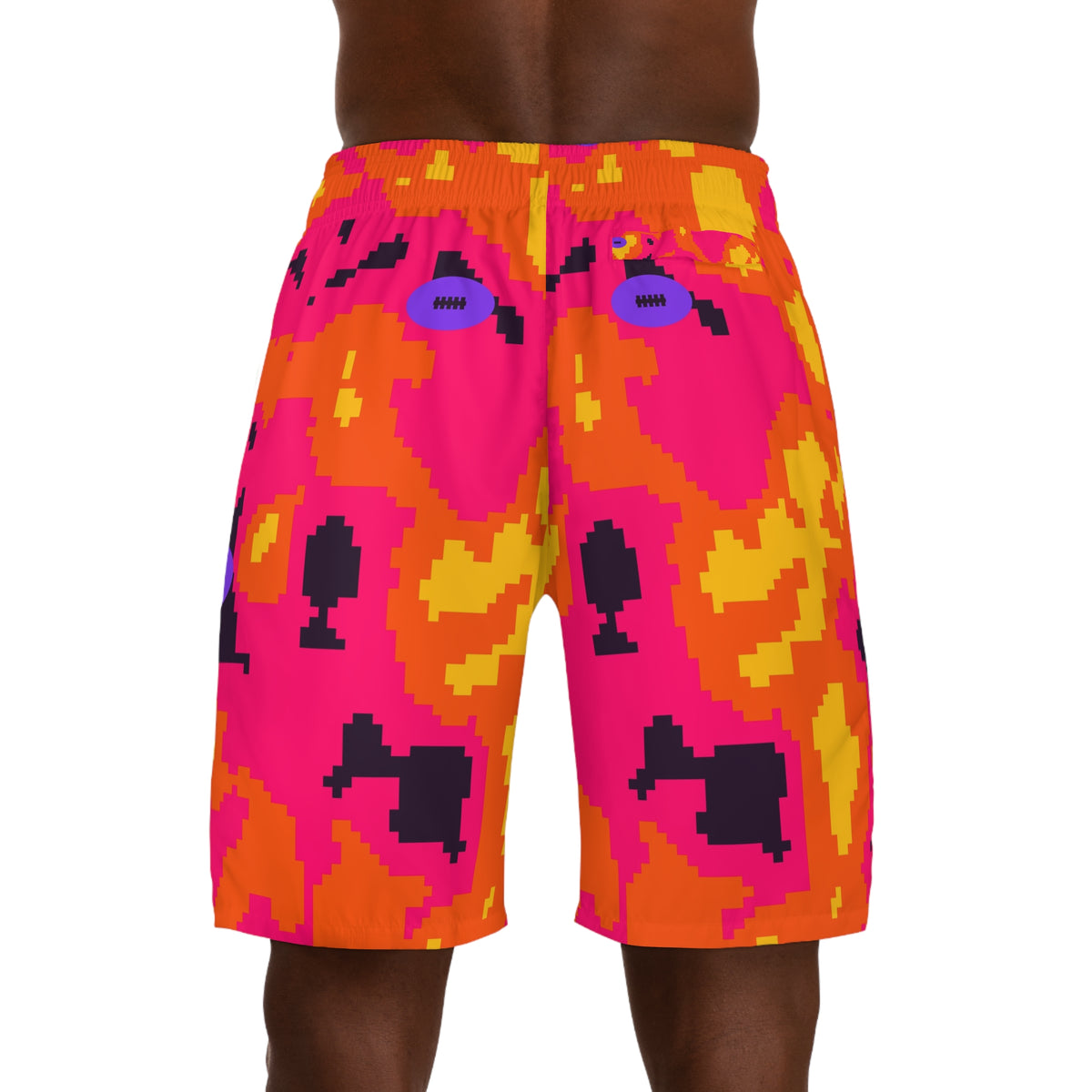 Football Berry Blast Pixel Camo Men's Athletic Shorts with Pockets