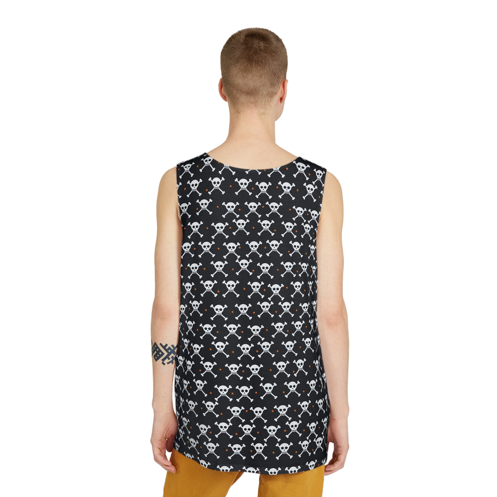 Halloween Graveyard Grey Skull & Crossbones Men's Athletic Tank