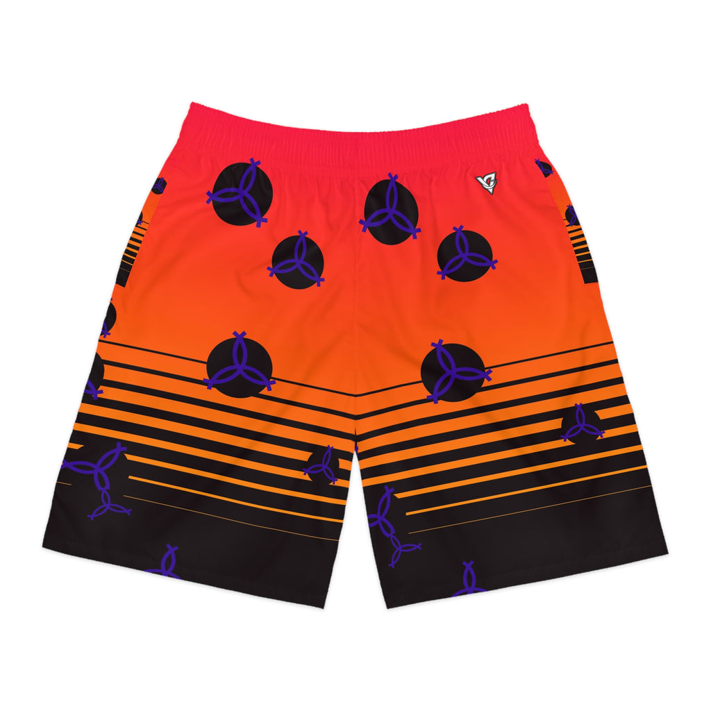 Volleyball Hot Lava Horizon Fade Men's Athletic Shorts with Pockets