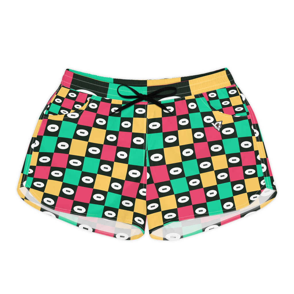 Football Watermelon Checker Drive Women's Athletic Shorts with Pockets