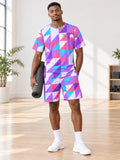 Yoga Lilac Wave Prism Block Men's Sports Jersey - front view
