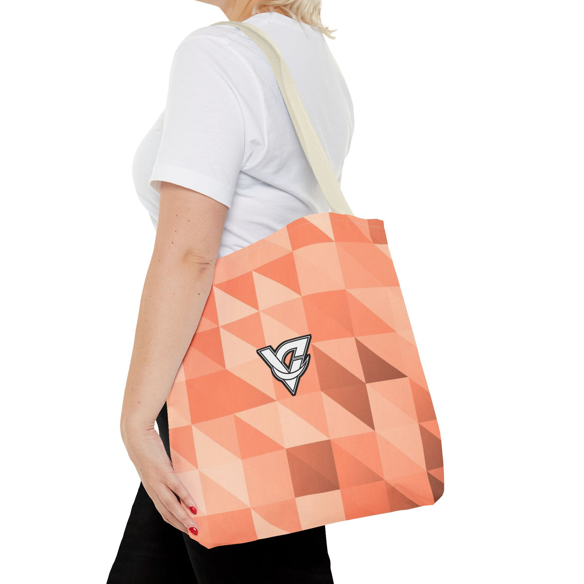 Peach Low-Poly Tote Bag — All-Over Print Gym & Everyday Tote