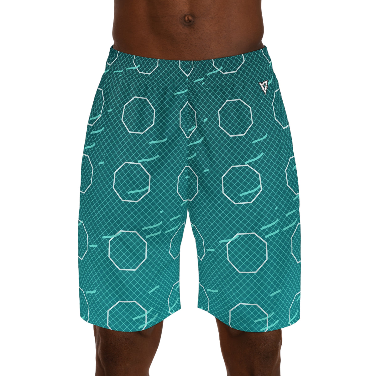 Combat Sports Teal Wave Cage Mesh Men's Athletic Shorts with Pockets