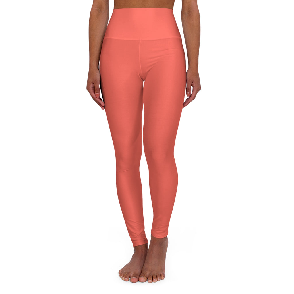 Coral Essential High-Waisted Yoga Leggings (AOP)