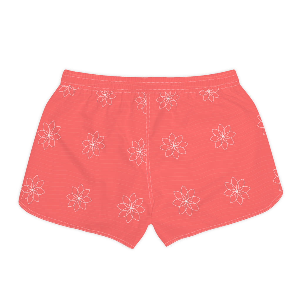 Yoga Hot Coral Flow Lotus Women's Athletic Shorts with Pockets