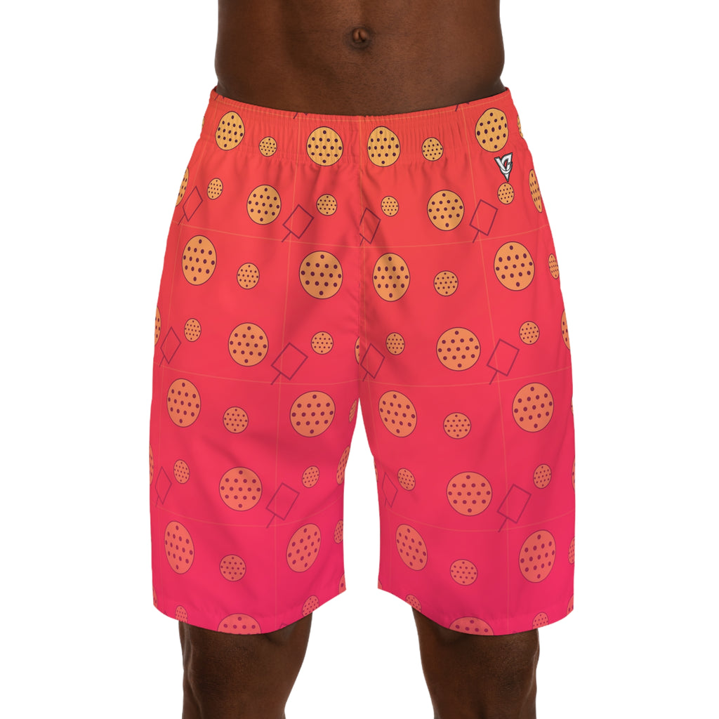 Pickleball Sunset Fade Dink Dot Men's Athletic Shorts with Pockets
