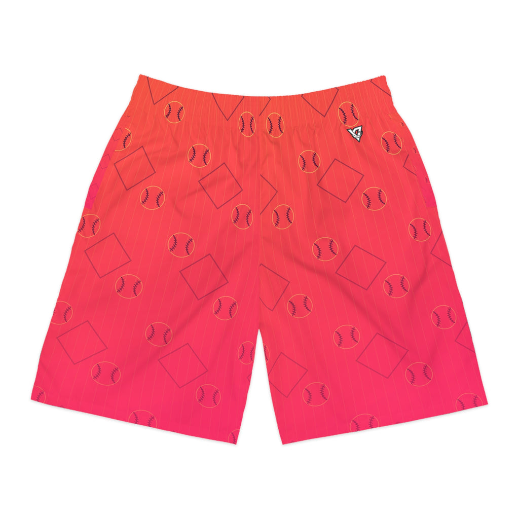 Baseball & Softball Sunset Fade Diamond Stitch Men's Athletic Shorts with Pockets