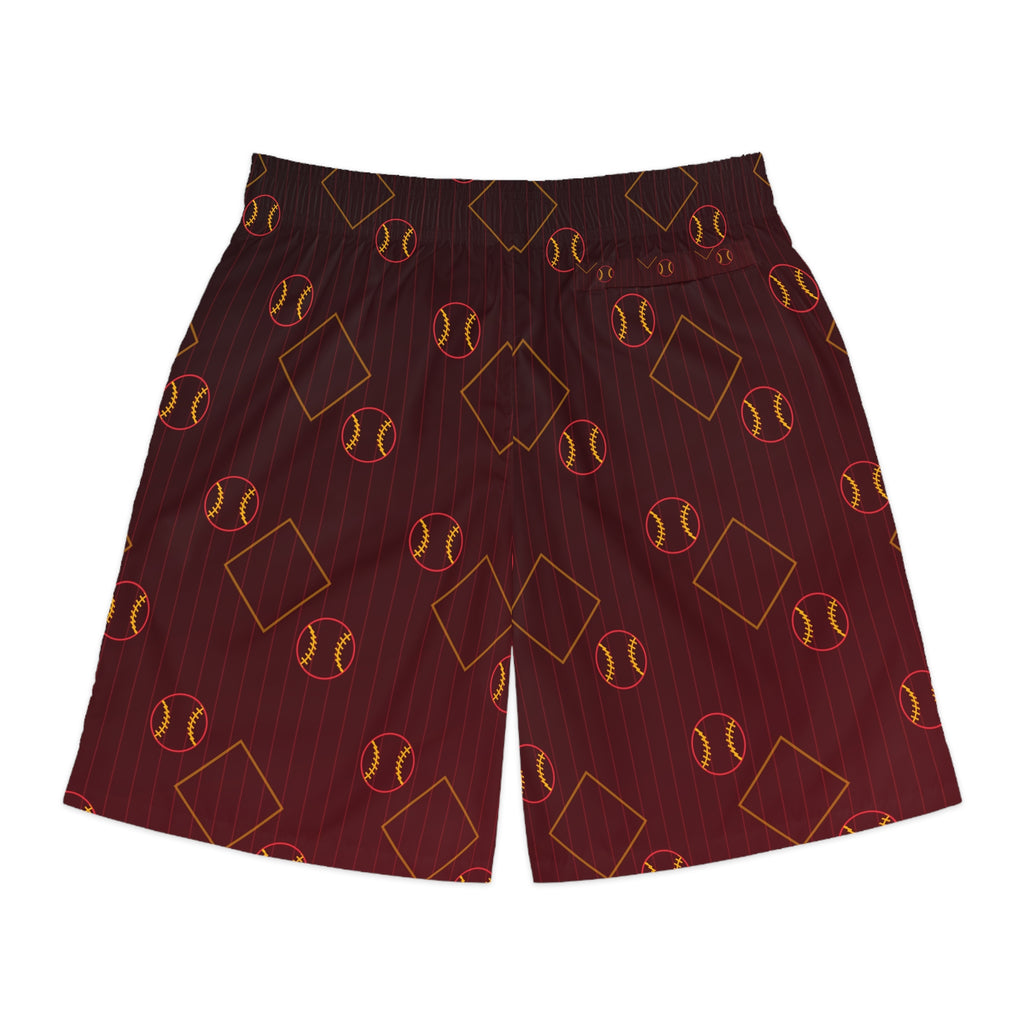 Baseball & Softball Crimson Blaze Diamond Stitch Men's Athletic Shorts with Pockets