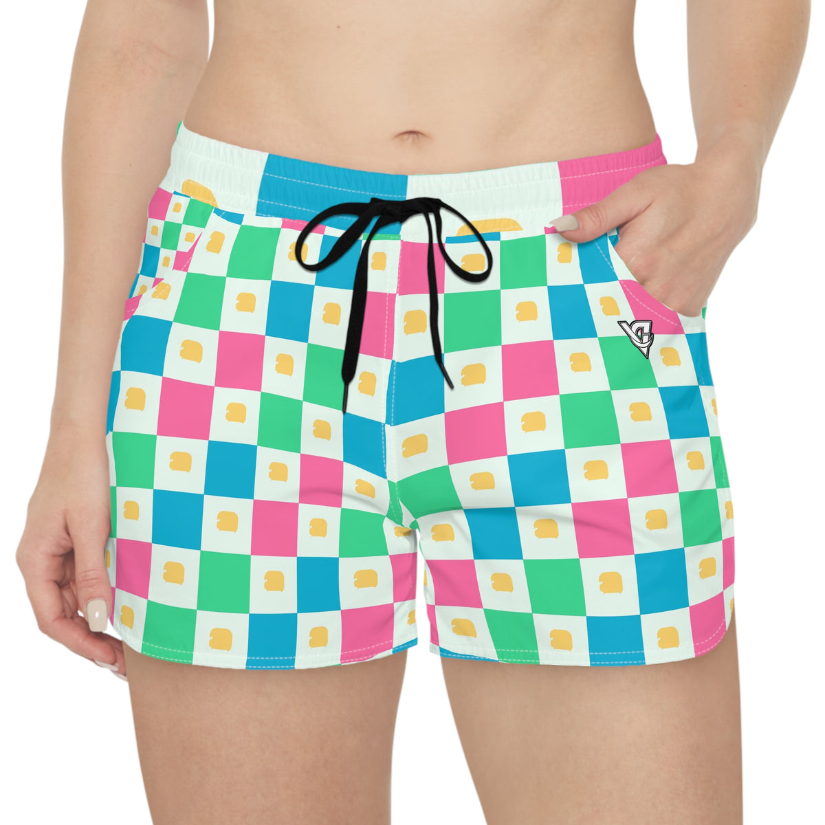 Combat Sports Mint Sorbet Checker Drive Women's Athletic Shorts with Pockets