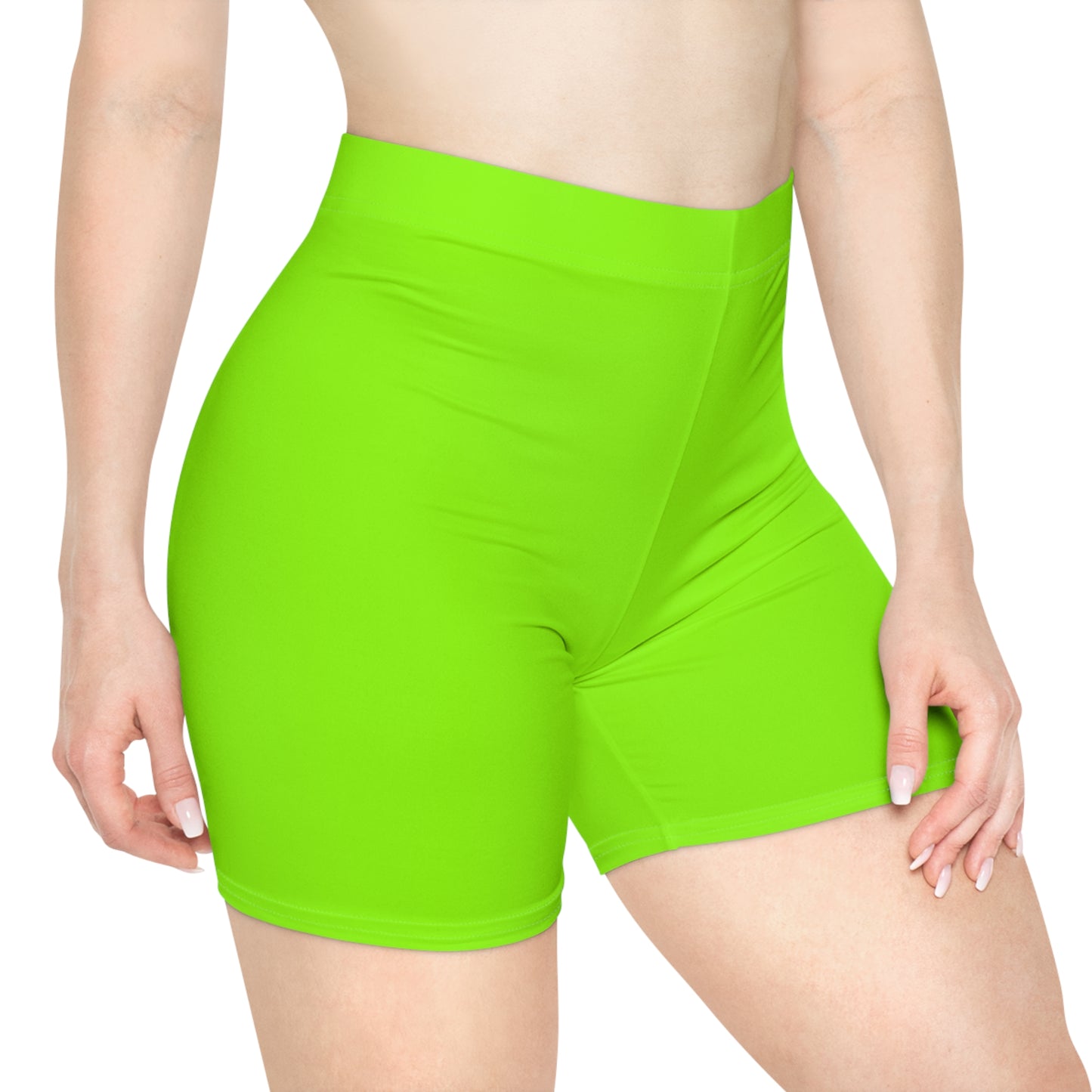 Neon Green Racing Biker Shorts — Lightweight Activewear
