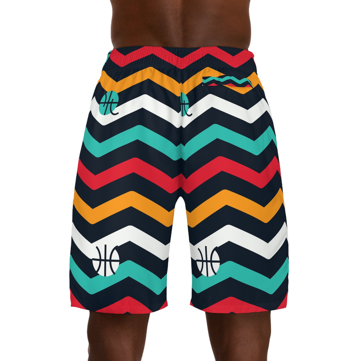 Basketball Aqua Volt Chevron Rush Men's Athletic Shorts with Pockets