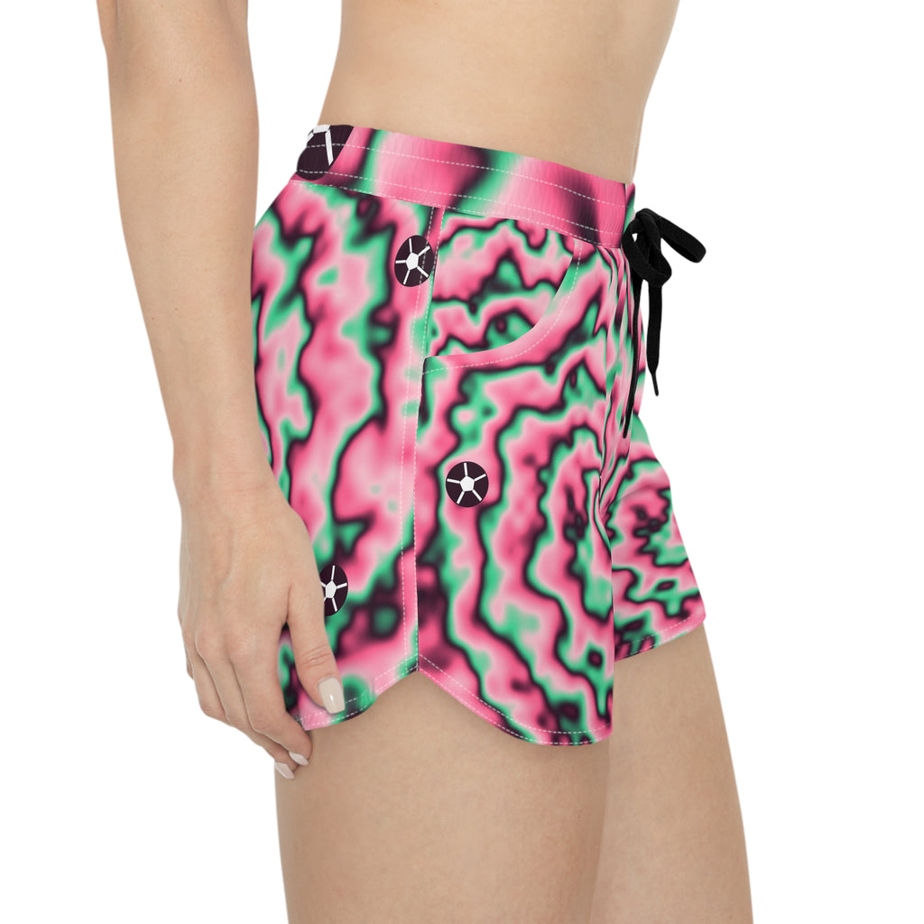 Soccer Flamingo Fizz Tie-Dye Spin Women's Athletic Shorts with Pockets