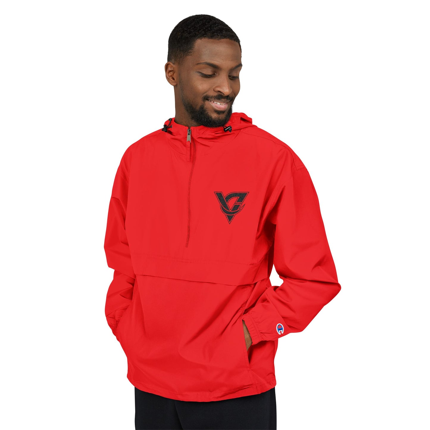 Packable Anorak Jacket — Lightweight Orange Windbreaker with Subtle Chest Logo