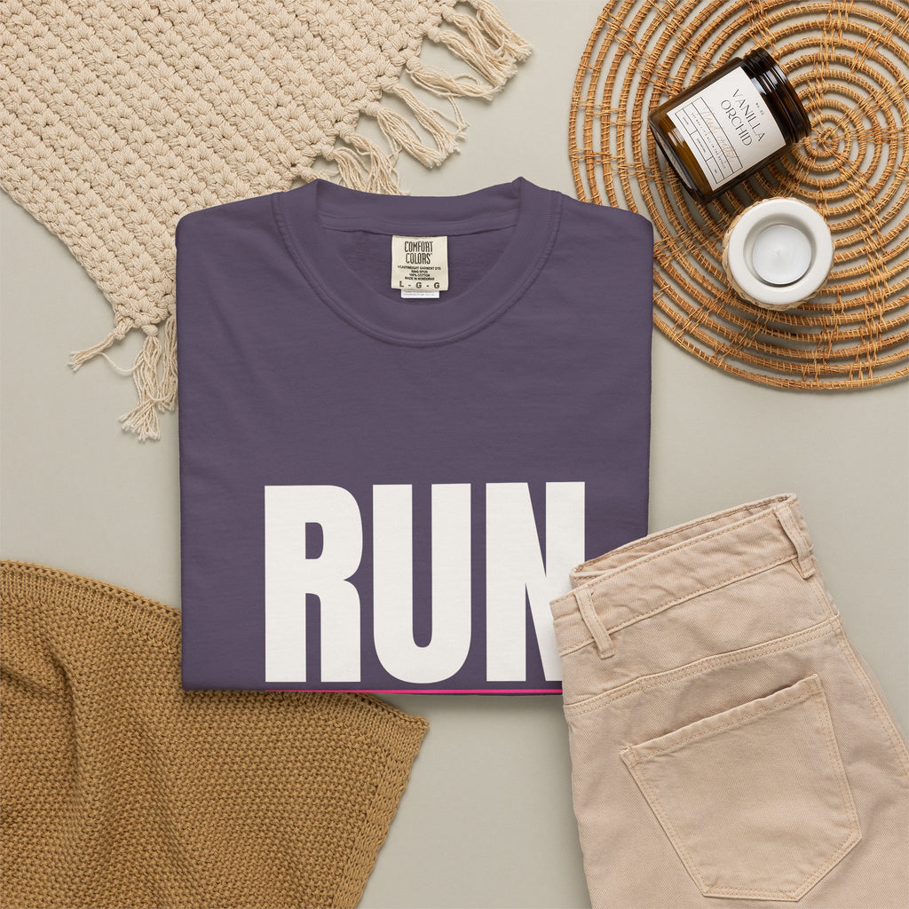 Run The Day | Women's Garment-Dyed Graphic Tee