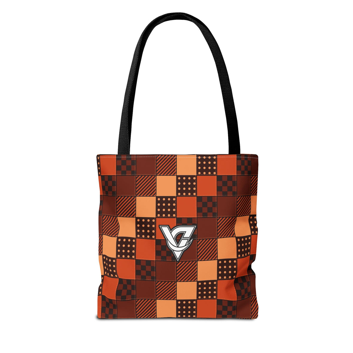 Rust Patchwork Tote Bag — All-Over Print Gym & Everyday Tote