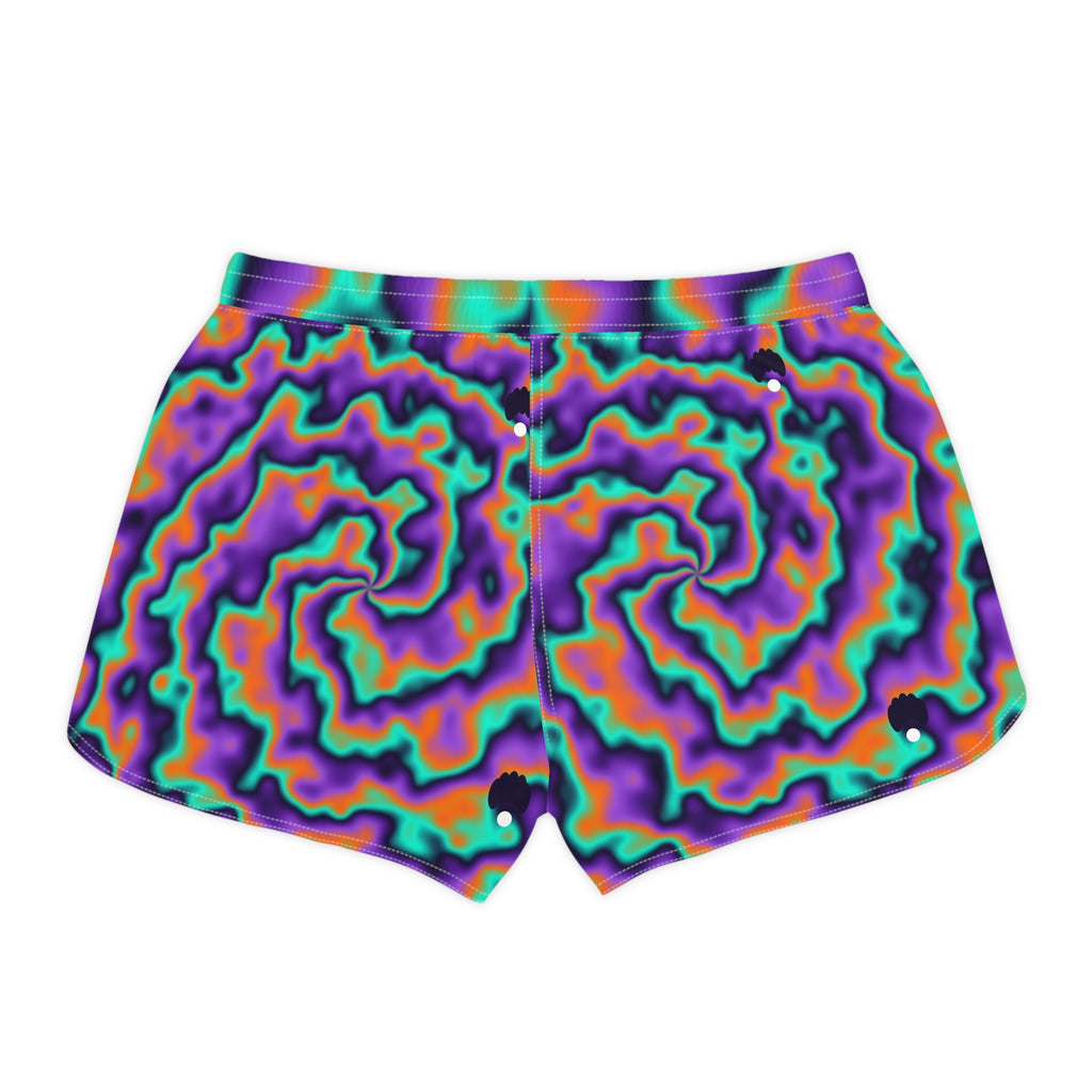 Yoga Galaxy Glow Tie-Dye Spin Women's Athletic Shorts with Pockets