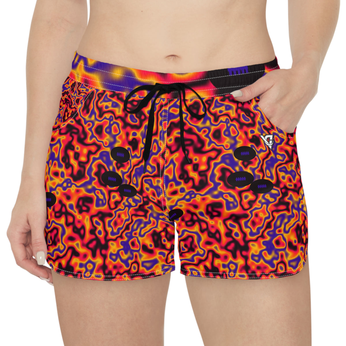 Football Hot Lava Marble Flow Women's Athletic Shorts with Pockets