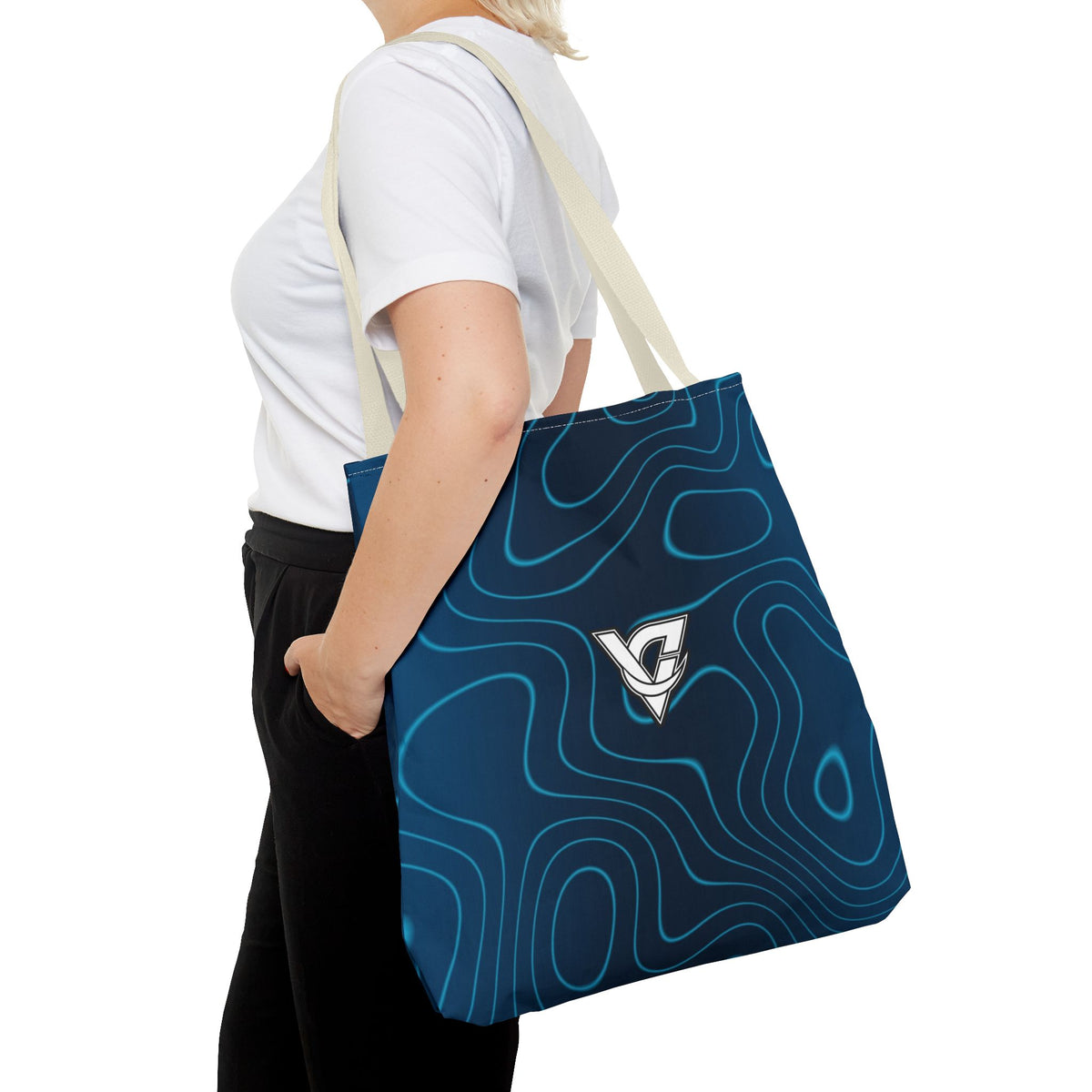Ocean Topo Tote Bag — All-Over Print Gym & Everyday Tote
