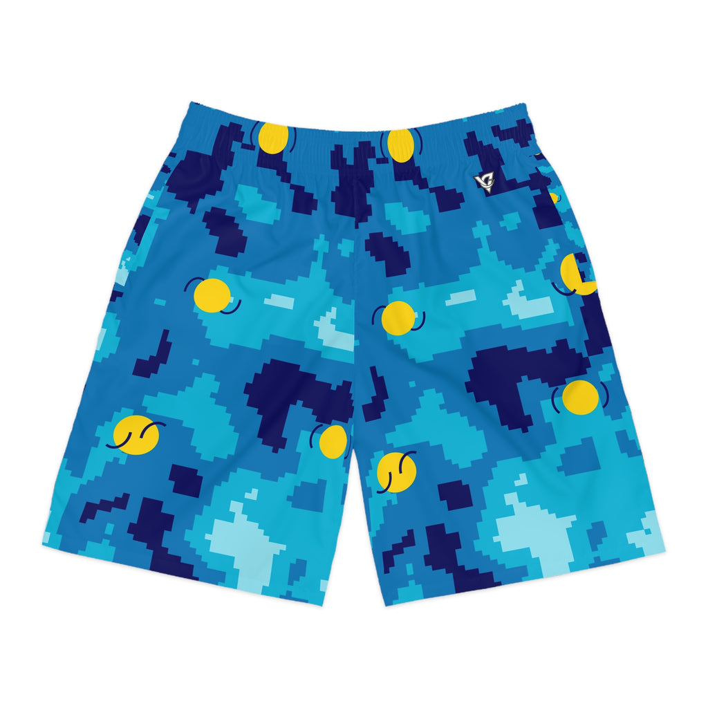Tennis Cobalt Spark Pixel Camo Men's Athletic Shorts with Pockets